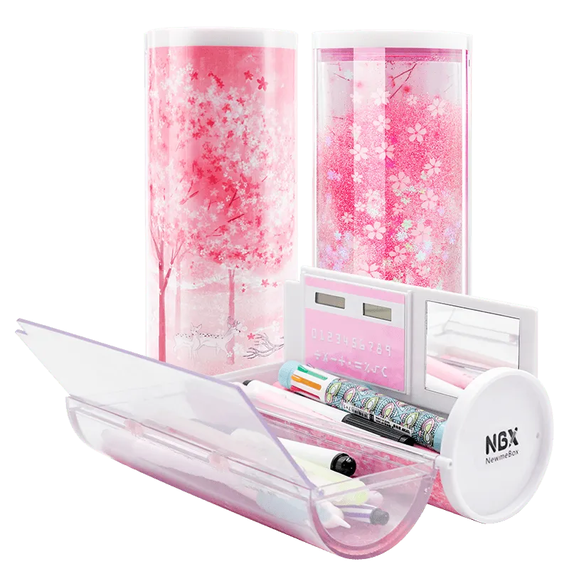 1NBX quicksand pencil case cherry glitter