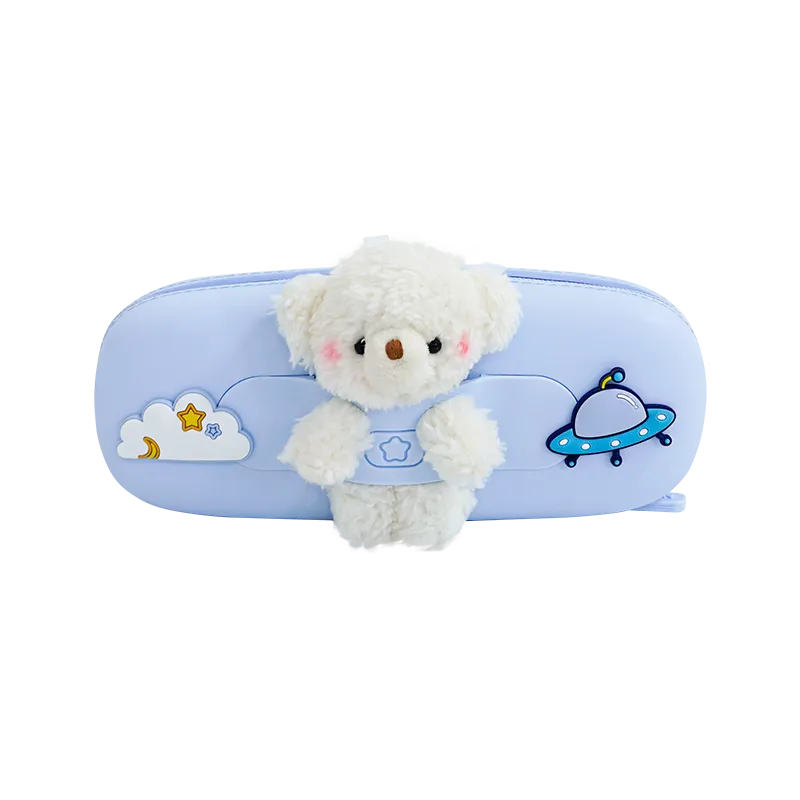 5NBX silicone pencil bag blue cute bear